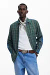 Desigual Combined Checkered Shirt In Blue