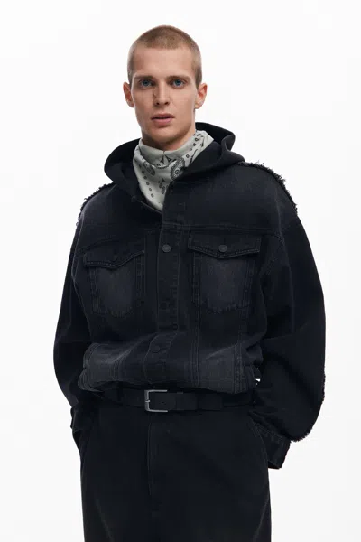 Desigual Combined Denim Jacket In Black