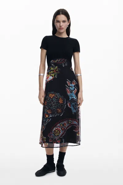 Desigual Combined Dress M.c.lacroix In Black
