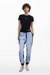 Desigual Contrast Jogger Jeans In Black