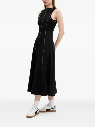 Desigual Sleeveless A-line Midi Dress In Black