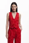 Desigual Contrast Vest In Red