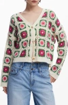 Desigual Cotton Blend Crochet Cardigan In White