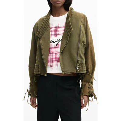 Desigual Cotton Twill Utility Jacket In Green