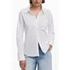 Desigual Embroidered Long Sleeve Stretch Cotton Button-up Shirt In White