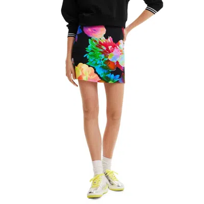 Desigual Black Cotton Skirt In Multi