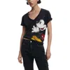 Desigual Mickey Mouse Embellished V-neck T-shirt In Black