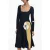 Desigual Lily Long Sleeve Jersey Midi Dress In Black