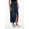 Desigual Mixed Media Denim Midi Skirt In Blue