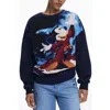 Desigual Mickey Mouse Jacquard Crewneck Sweater In Black