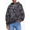 Desigual Mickey Mouse Print Cotton Hoodie In Black