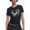 Desigual Heart Cotton Graphic T-shirt In Black