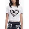 Desigual Heart Cotton Graphic T-shirt In White