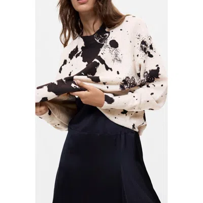 Desigual Cow Print Pullover Sweater In Black