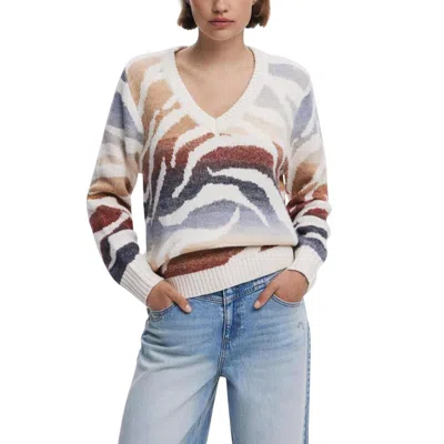 Desigual Cream Marabou Sweatshirt In Multi