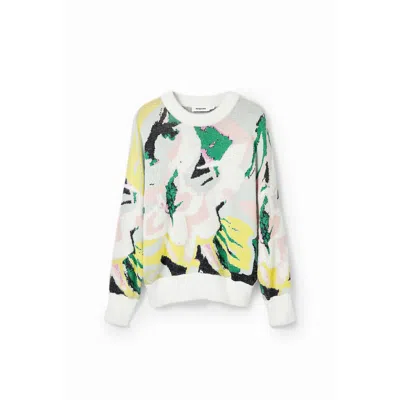 DESIGUAL CREAM POLYAMIDE SWEATER