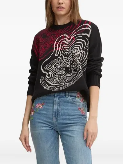 Desigual Crew-neck Sweater In Black