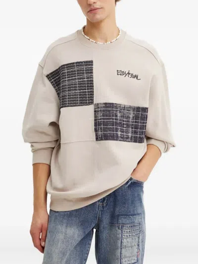 Desigual Patchwork Sweatshirt In Neutral