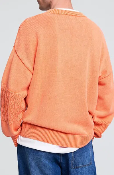 Desigual Crewneck Cotton Sweater In Orange