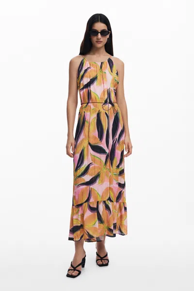 DESIGUAL CRINKLED EFFECT MIDI DRESS