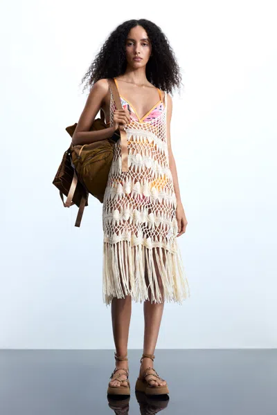 Desigual Crochet Pareo With Appliqués In Multi