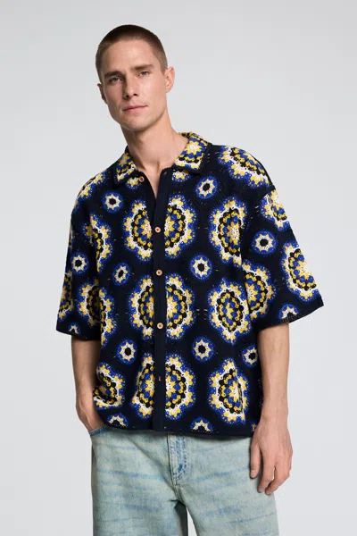 Desigual Crochet Shirt In Blue