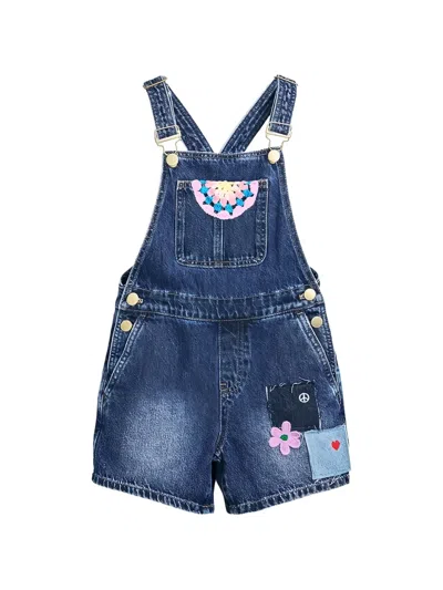 Desigual Kids' Crochet-detail Dungarees In Blue