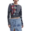Desigual Crop Sweater In Blue