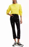 Desigual Cropped Flared Jeans In Yellow