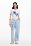 Desigual Cropped Jogger Jeans In Blue