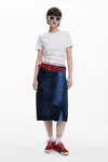 Desigual Crossed Denim Midi Skirt In Blue