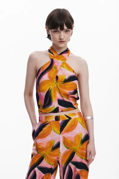DESIGUAL CROSSED FLOWERS T-SHIRT