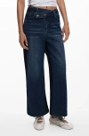 Desigual Crossover Waist Wide Leg Jeans In Blue