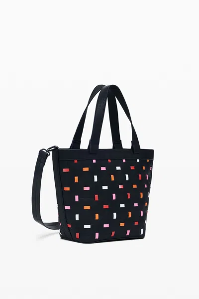 Desigual Cut-out Shopper Bag In Black