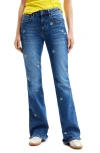DESIGUAL DAISIE EMBROIDERED FLARE JEANS