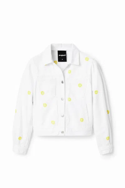 Desigual Daisy Denim Jacket In White