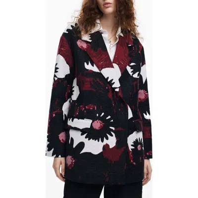 Desigual Daisy Jacquard Blazer In Red