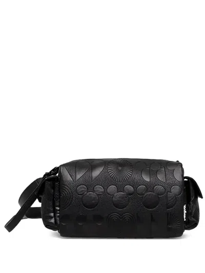 Desigual Debossed-print Shoulder Bag In Black
