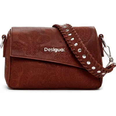Desigual Embroidered S Handbag In Brown