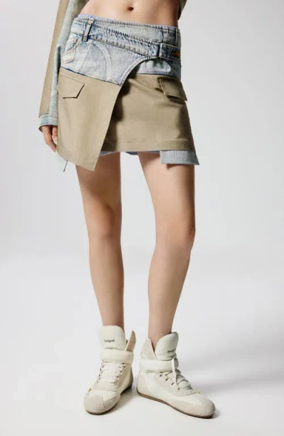 DESIGUAL DESIGUAL DENIM & TWILL MINISKIRT
