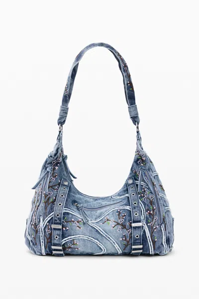 Desigual Denim Bag Buckles In Blue