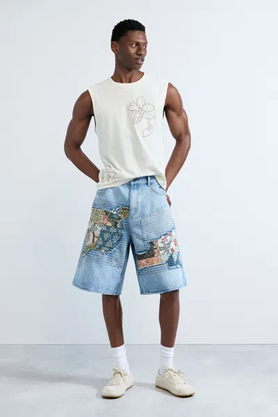 Desigual Denim Bermuda Patches In Blue