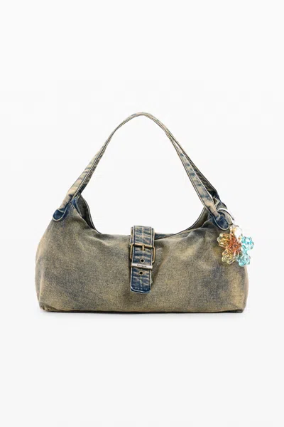 Desigual Denim Charm Bag In Gray
