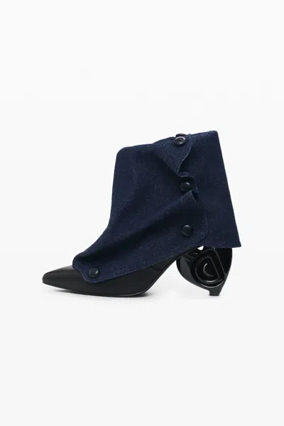 Desigual Denim Flap Ankle Boot In Blue