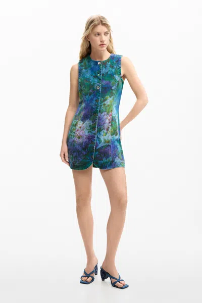 Desigual Denim Garden Dress In Multi