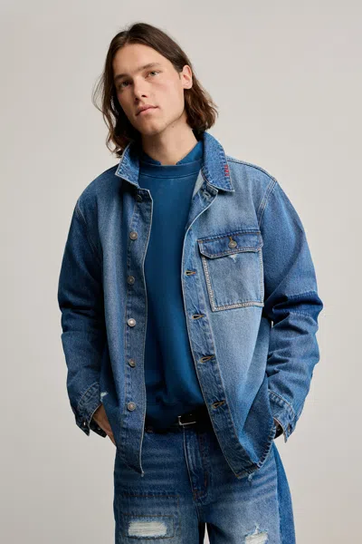 Desigual Denim Jacket Patches In Blue