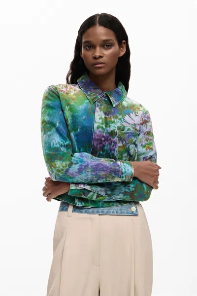 Desigual Denim Jacket Wild Garden In Multi