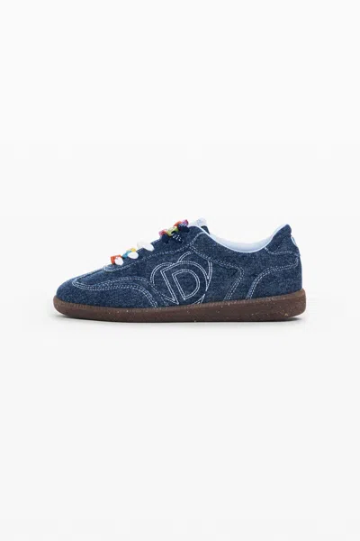 Desigual Denim Logo Sneakers In Blue