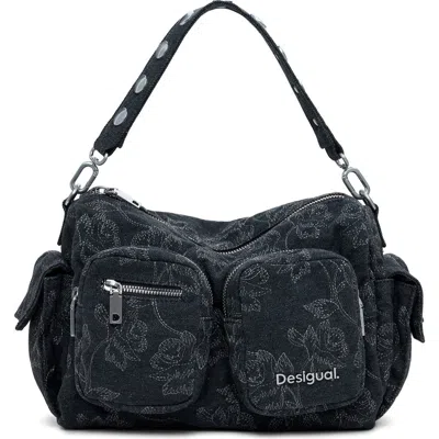 Desigual Denim Shoulder Bag In Black