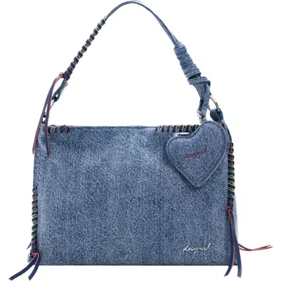 Desigual Big Denim Heart Bag In Blue